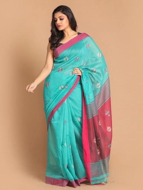 

Indethnic Sea Green & Fuchsia Ethnic Motifs Jamdani Saree