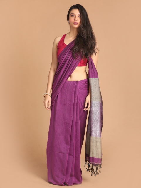 

Indethnic Purple & Beige Pure Cotton Jamdani Saree