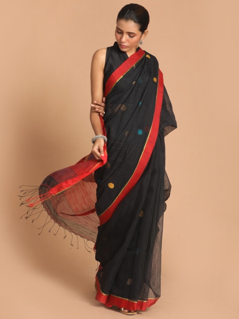 

Indethnic Black & Red Woven Design Jamdani Saree