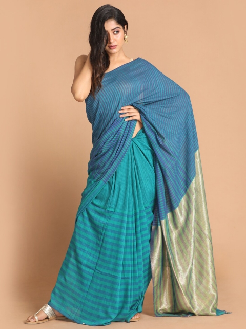 

Indethnic Women Blue Woven Design Saree