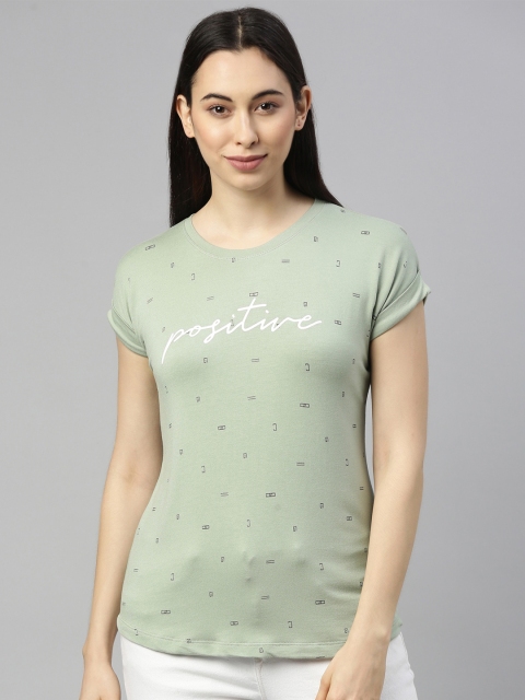 

GOLDSTROMS Women Green Printed Extended Sleeves T-shirt