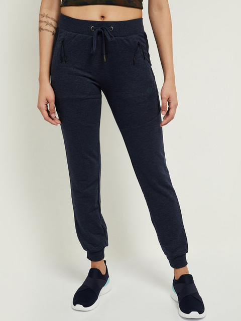 

max Women Navy Blue Solid Slim Fit Joggers