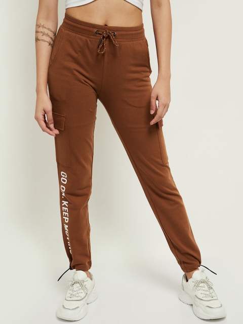 

max Women Brown Solid Pure Cotton Joggers
