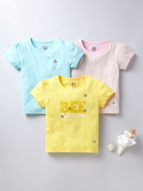 

Ed-a-Mamma Girls Pink Typography Pack of 3 T-shirt