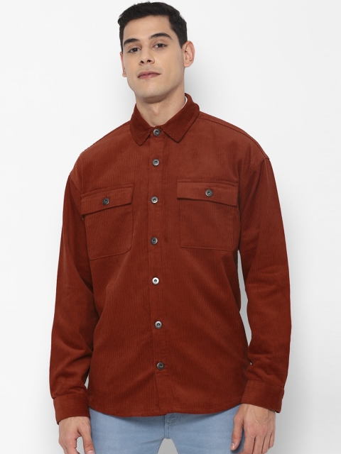 

FOREVER 21 Men Brown Solid Tailored Corduroy Jacket