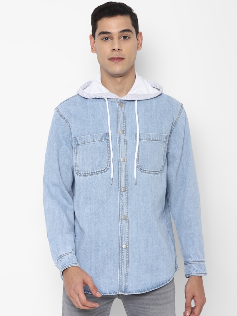 

FOREVER 21 Men Blue Washed Denim Jacket
