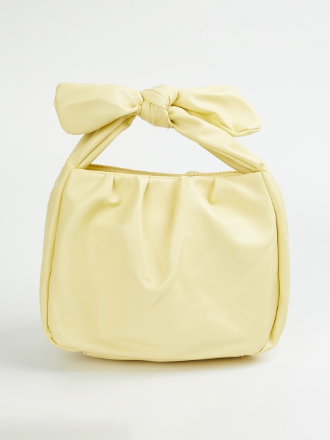 

Ginger by Lifestyle Yellow Structured Handheld Bag with Bow Detail