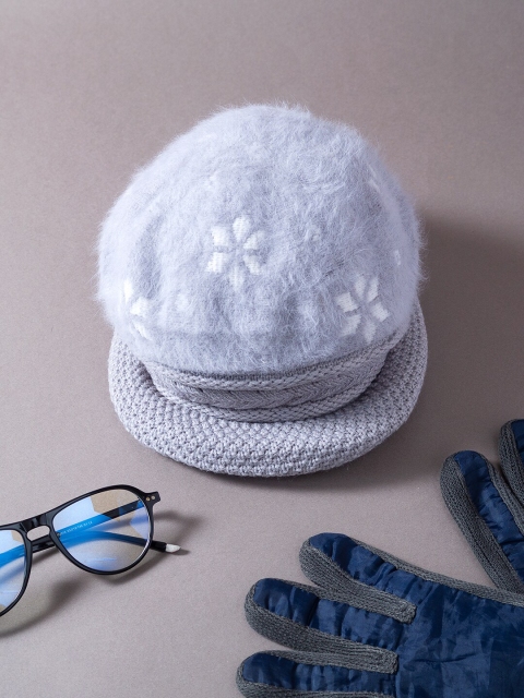 

Golden Peacock Women Grey & White Beanie
