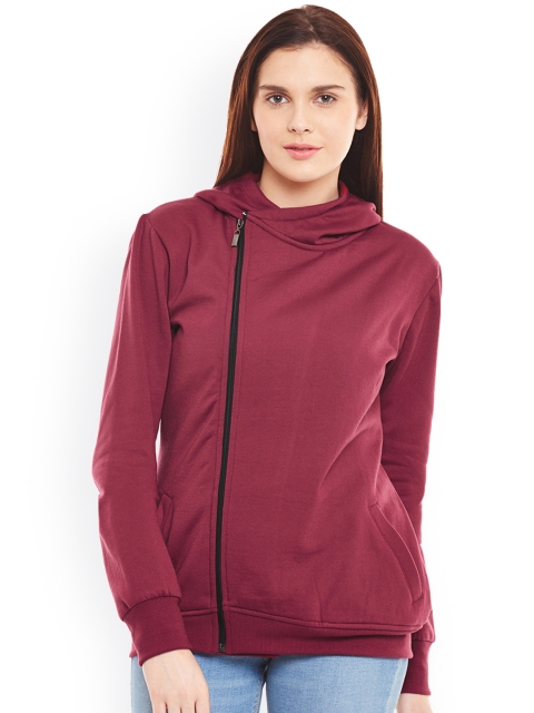 

Belle Fille Women Maroon Solid Hooded Sporty Jacket