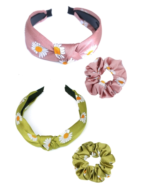 

Yellow Chimes Girls Pink & Green Set of 4 Ponytail Holders
