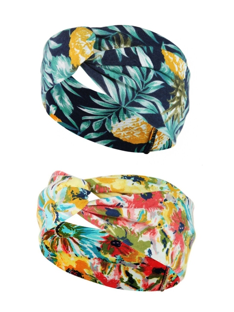 

Yellow Chimes Women Set Of 2 Multicoloured Printed Hairband, Multi