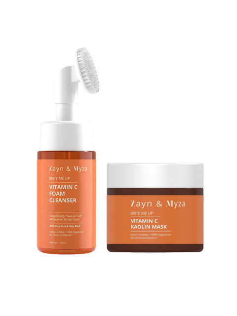 

ZM Zayn & Myza Combo of Vitamin C Foaming Face Wash & Kaolin Face Mask, Orange