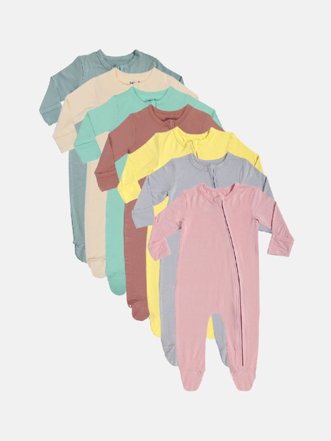

Softsens Kids Multi Pack of 7 Solid Sleepsuits