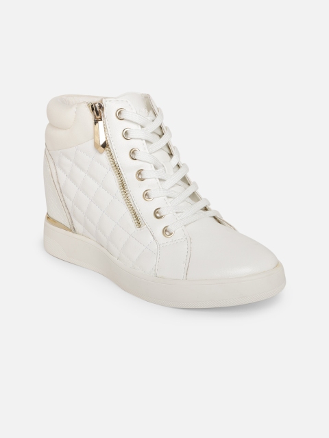 

ALDO Women White Mid-Top Textured Flat Boots