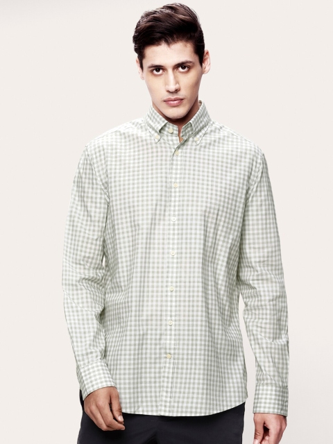 

HACKETT LONDON Men Green Grid Tattersall Checks Checked Casual Shirt