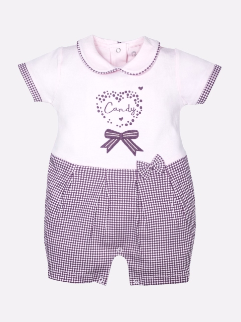 

BABY GO Infants Girls Pink Printed Pure Cotton Rompers