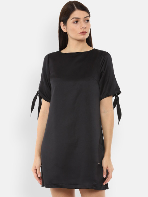 

Van Heusen Woman Women Black Solid Boat Neck Sheath Dress