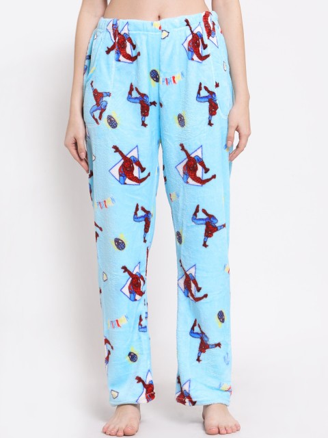 

KLOTTHE Women Blue Woolen Printed Straight Lounge Pants