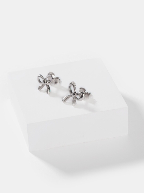 

SHAYA Silver-Toned & White Contemporary Sterling Silver Studs