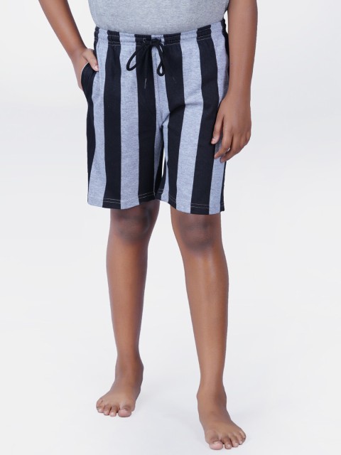 

SEYBIL Girls Grey Melange Striped Lounge Shorts