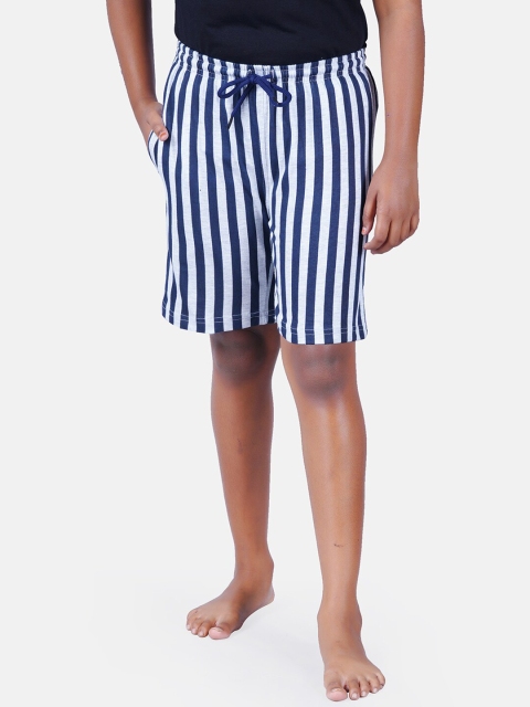 

SEYBIL Girls Grey Melange & Blue Striped Lounge Shorts