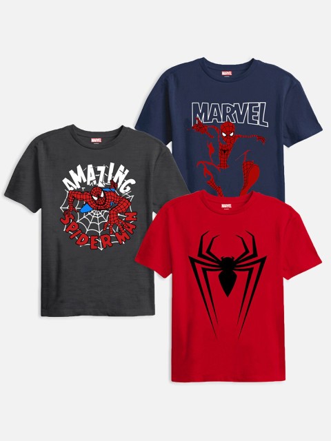 

Marvel by Miss and Chief Boys Pack Of 3 Multicoloured Spiderman Printed T-shirt, Multi