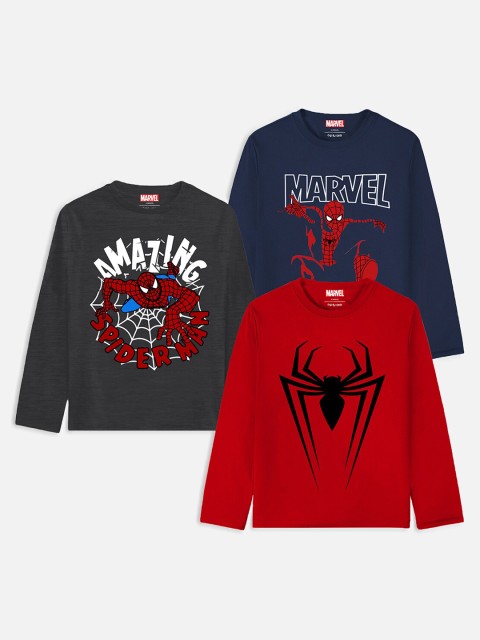 

Marvel by Miss and Chief Boys Pack of 3 Spider-Man Printed T-shirt, Grey
