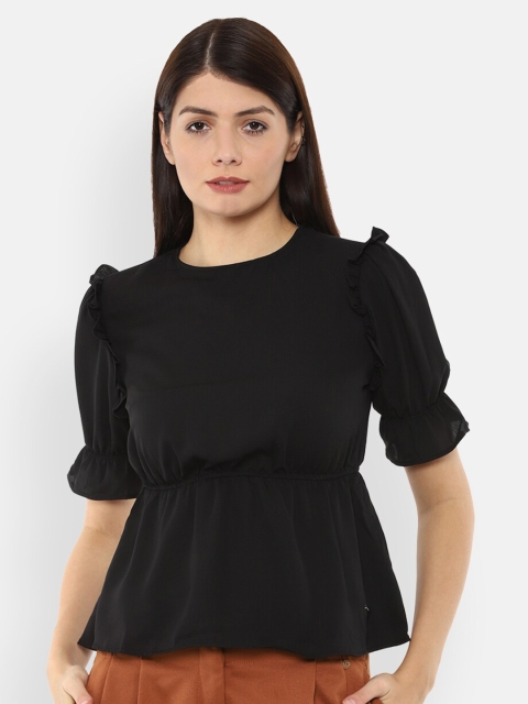 

Van Heusen Woman Black Cinched Waist Top