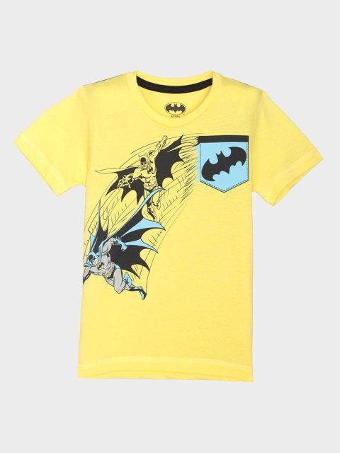 

Kids Ville Boys Yellow Batman Printed Pure Cotton T-shirt