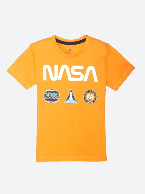 

Kids Ville Nasa Featured Boys Yellow Printed T-shirt