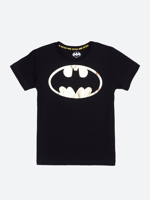 

Kids Ville Boys Black Batman Printed Pure Cotton T-shirt