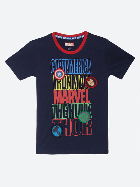 

Kids Ville Boys Navy Blue Avengers Printed Pure Cotton T-shirt