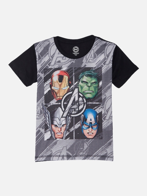 

Kids Ville Boys Black & Grey Marvel Comics Printed T-shirt