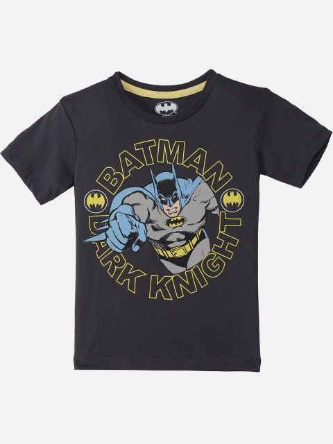 

Kids Ville Boys Black Batman Printed Raw Edge T-shirt