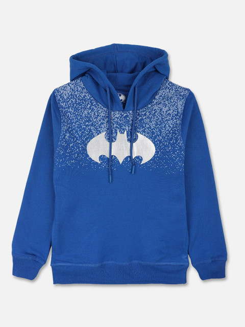 

Kids Ville Boys Blue Batman Printed Hooded Sweatshirt