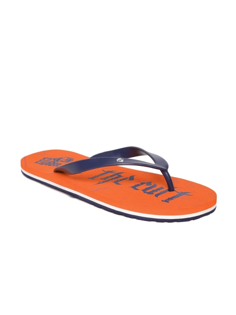 

ID Men Navy & Orange Printed Flip-Flops, Navy blue