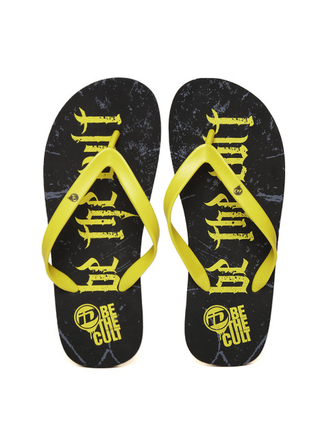 

ID Men Yellow & Black Printed Flip-Flops