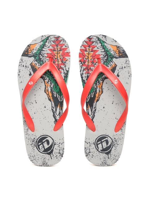 

ID Men Red & Grey Printed Flip-Flops