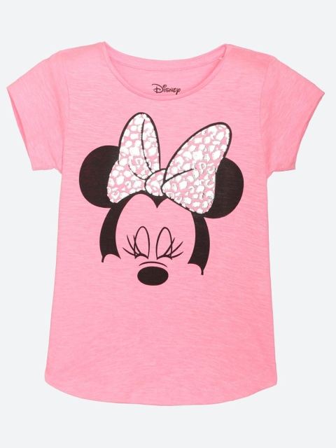 

Kids Ville Mickey & Friends Featured Girls Pink Printed Pure Cotton T-shirt