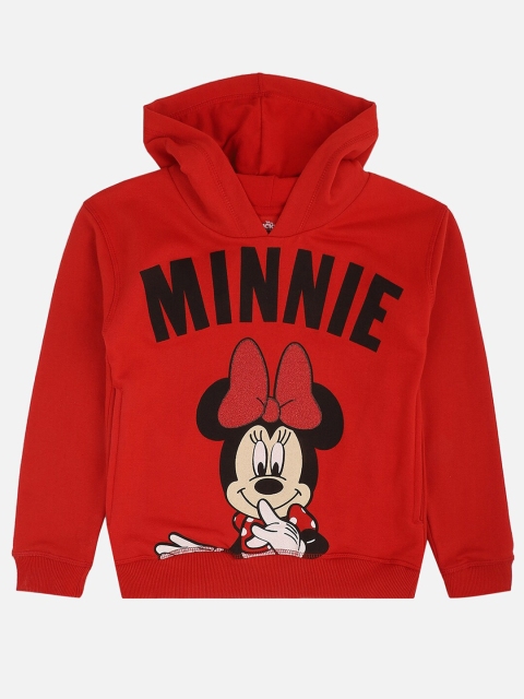 

Kids Ville Mickey & Friends Girls Red Printed Hooded Sweatshirt