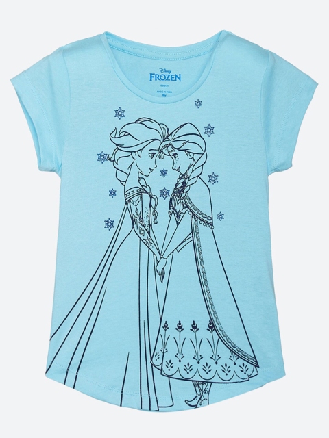 

Kids Ville Frozen Featured Girls Blue Printed T-shirt