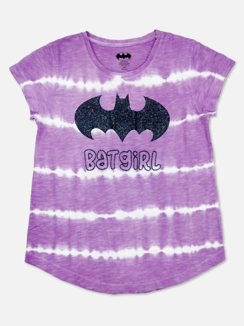 

Kids Ville Girls Purple Batgirl Tie and Dye Pure Cotton T-shirt