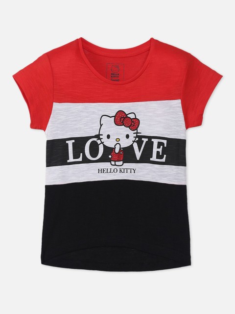 

Kids Ville Girls White & Red Hello Kitty Printed Pure Cotton T-shirt