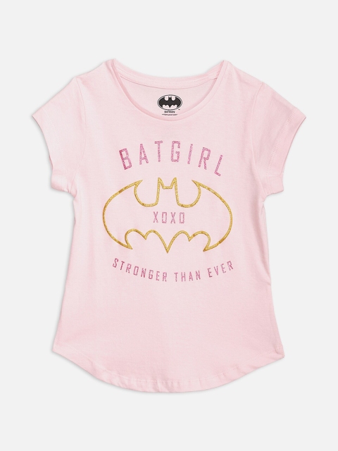 

Kids Ville Girls Pink Batgirl Printed Pure Cotton T-shirt