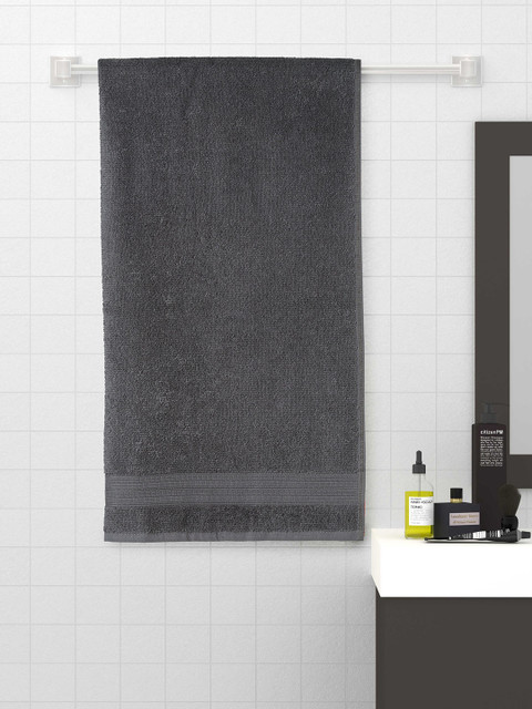 

CORE Designed by SPACES Women Grey Solid Cotton 400 GSM Bath Towel