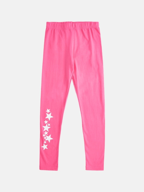 

Pantaloons Junior Girls Pink & White Printed Leggings