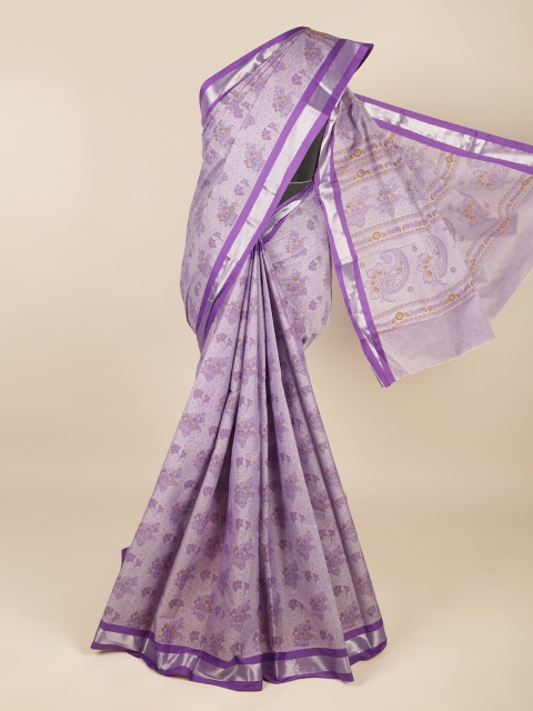 

Pothys Violet & Brown Ethnic Motifs Zari Pure Cotton Saree