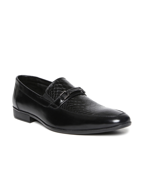

Lee Cooper Men Black Croc Textured Genuine Leather Semiformal Slip-Ons