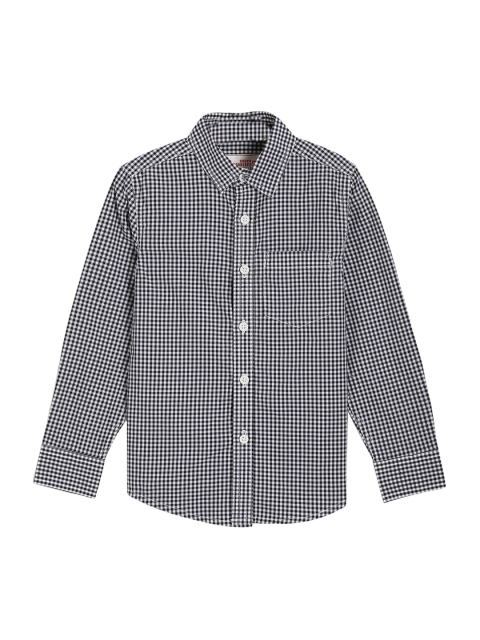 

UNDER FOURTEEN ONLY Boys Black & White Checked Cotton Casual Shirt