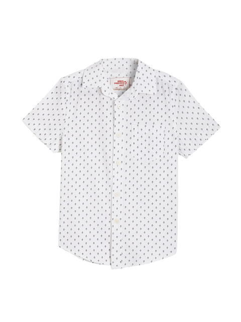 

UNDER FOURTEEN ONLY Boys White Printed Casual Shirt